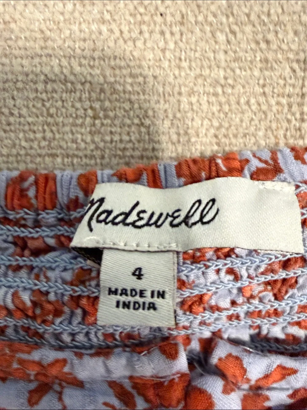 Madewell Size 4 Floral Puff Sleeve Button Front Square Neck Blouse
